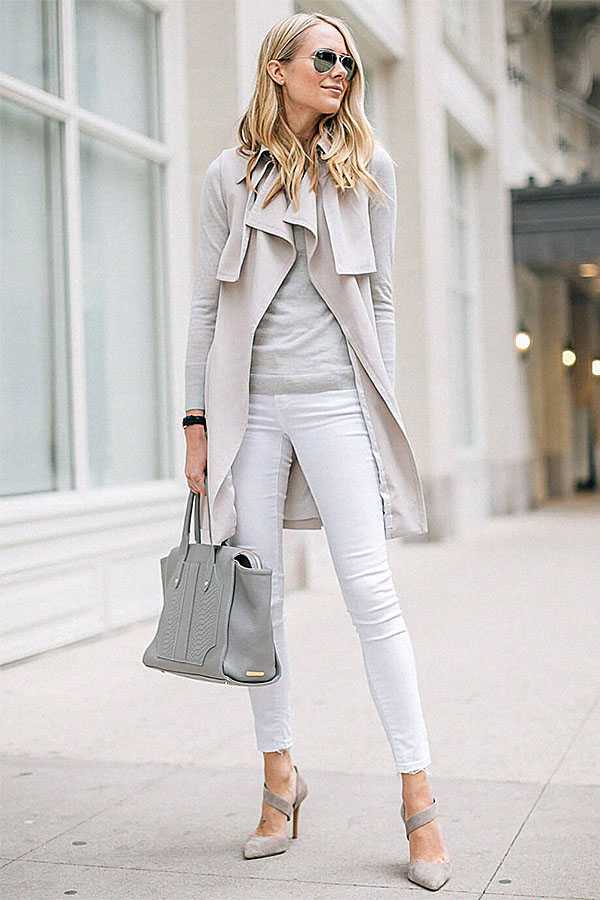 Образ с белыми джинсами