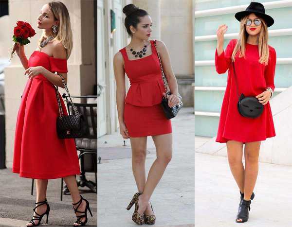 Красное платье и чёрная сумочка